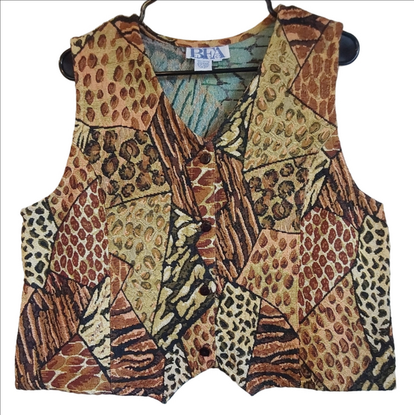 Bfa Classics Jackets & Blazers - Vintage 90s Animal Print Tapestry Vest Button Down